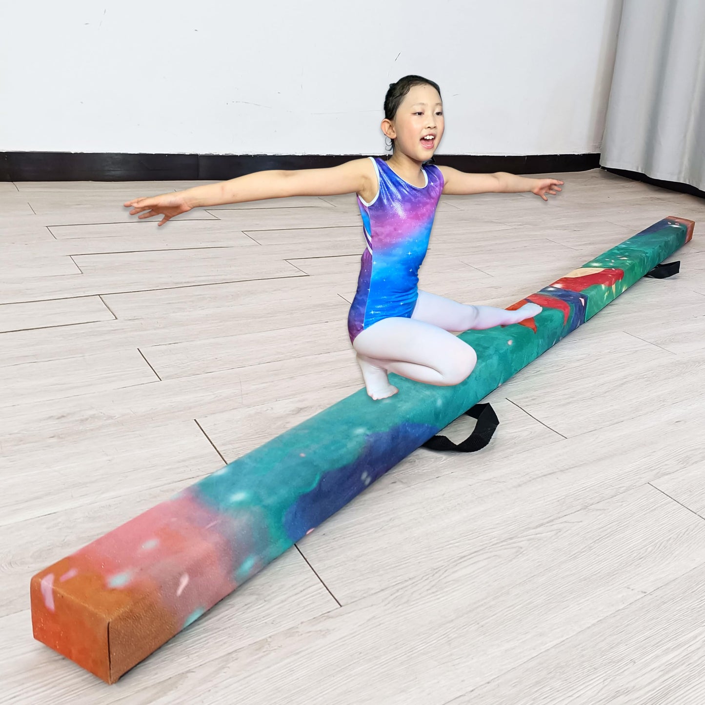 FC FUNCHEER 8FT Folding Balance Beam -Gymnastics Floor Beam - Gymnastics Equipment- Anti-Slip Bottom - Suede Cover - Carry Bag for Kids/Adults Home & Gym Center