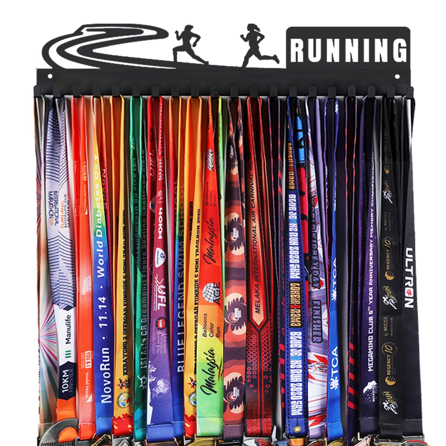 Goutoports Medal Holder Display Hanger Rack Frame for Sport Race Runner-Running Medal Hanger Display-Sturdy Black Steel Metal Over 60 Medals Easy to Install-HOL37