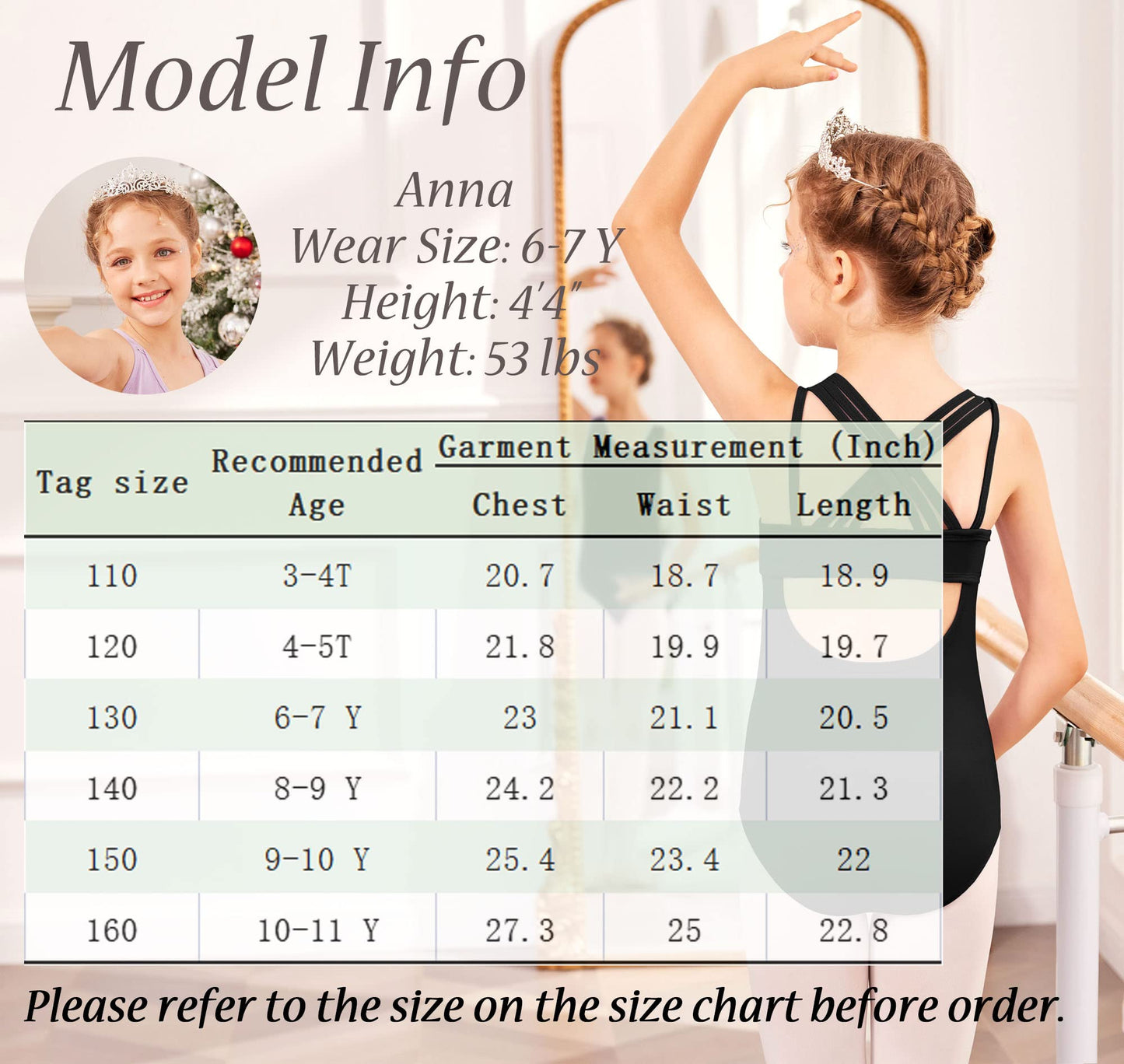 Arshiner Girls Ballet Leotards Toddler Dance Gymnastic Outfits Crisscross Straps Sleeveless Tank Dancewear Blue 5-6 Years