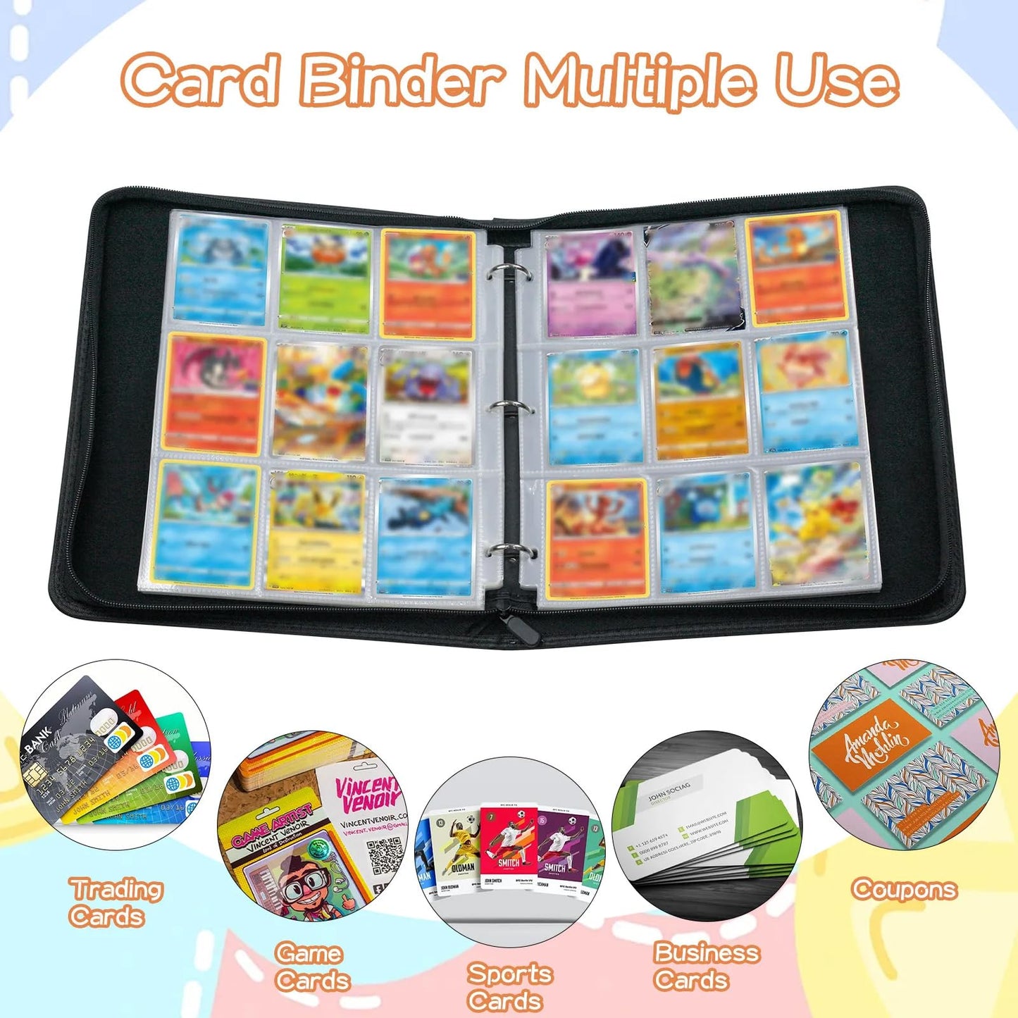 MaoKea Card Binder For Card 4-Pocket Sleeves with 440 Cards Holder,Game Collection Binder Card Holder Of Fit for TCGcard album,game card Yugioh Trading Sports Cards (9 Pocket Rugby 1)