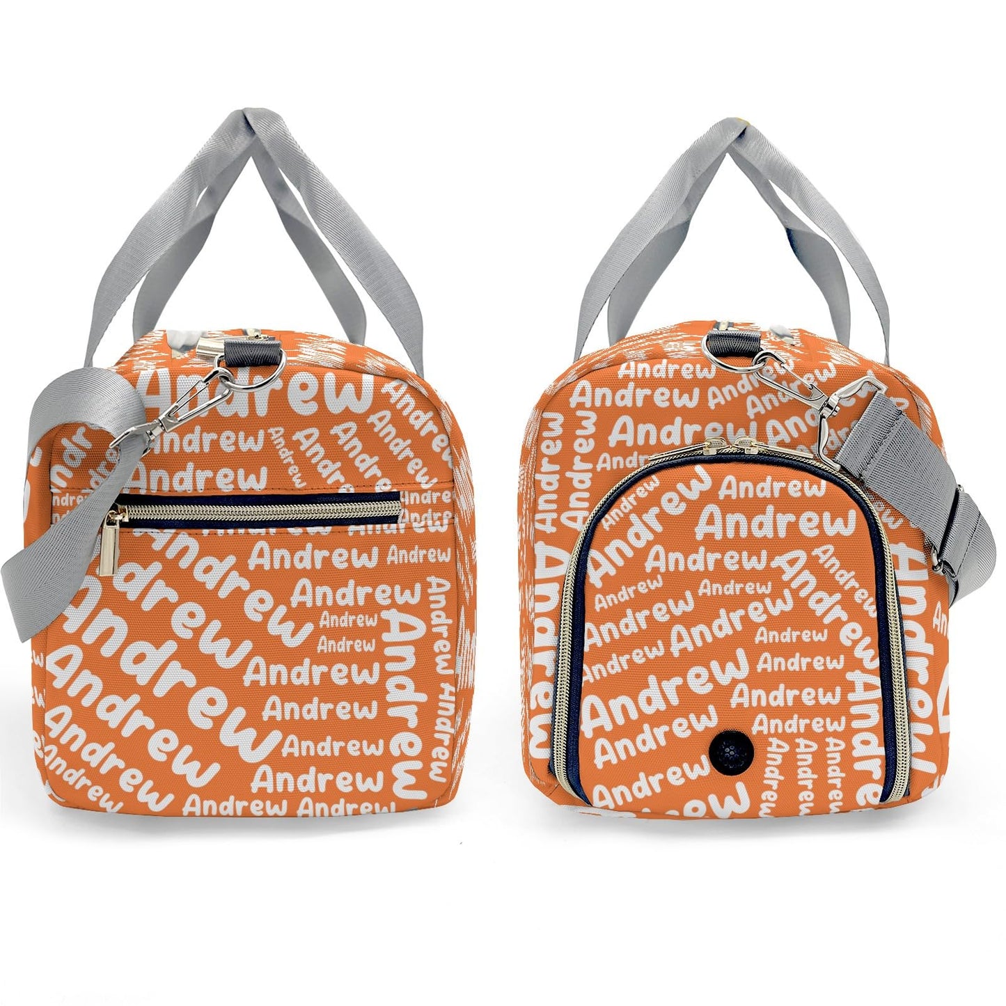 Personalized Sports Gym Bag Weekender Overnight Bags Orange Customized Travel Duffel Bag with Name Waterproof Luggage Bag for Women