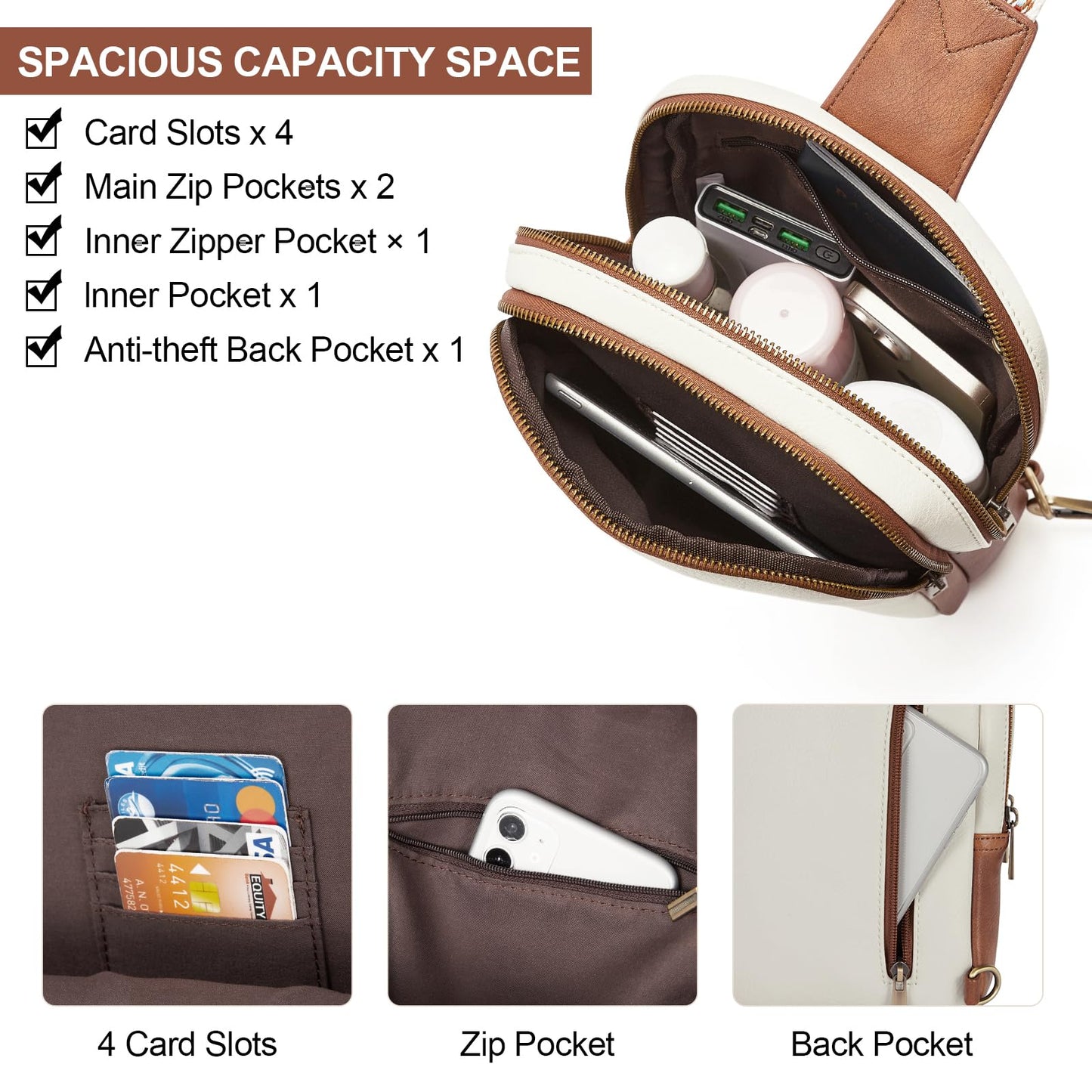 CLUCI Crossbody Bags for Women Leather Large Cross Body Bag Sling Backpack Crossbody Backpack Trendy for Travel Hiking