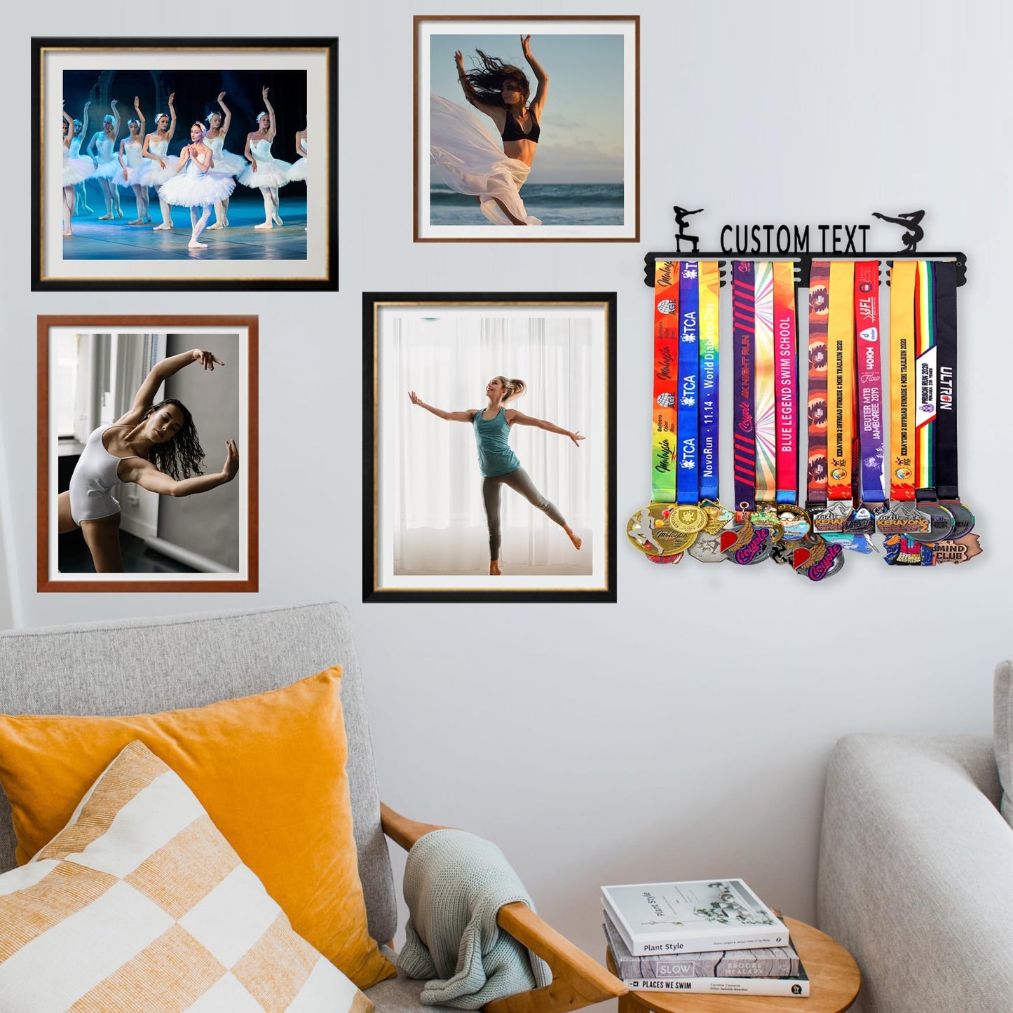 Personalized Medal Hanger with Name Multi Sport Race Medal Holder Display Rack for Awards Ribbons - Easy to Install Custom Metal Holder - Holds Up to 60 Medals - Shoulder Bag Hanger Towel Rack
