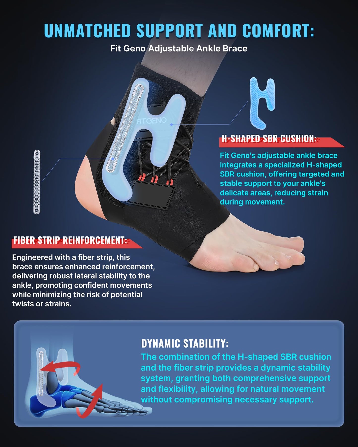 Fit Geno Ankle Brace for Sprained Ankle: Quick Release Ankle Support for Men Women Adjustable Breathable Foot Brace Ankle Stabilizer for Sport Basketball Volleyball Plantar Fasciitis (XL/XXL Right)