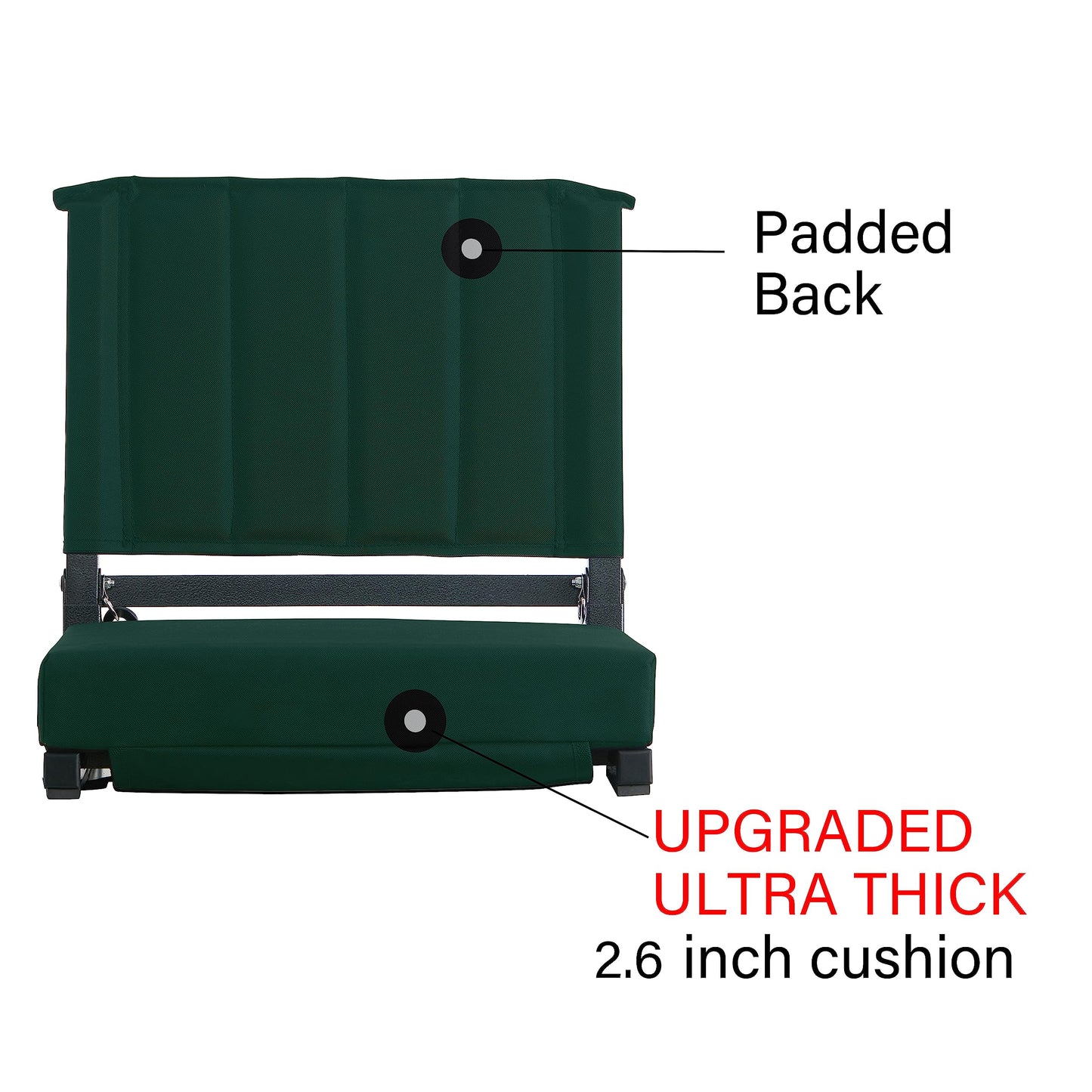 SPORT BEATS Stadium Seat for Bleachers with Back Support and Cushion Includes Shoulder Strap and Cup Holder