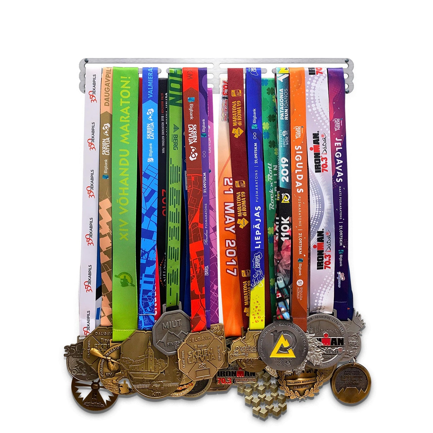 Sports Medal Hanger Display Race BLANK | Brushed steel Race Medal Holder Awards Wall Mount | Running Marathon Race Medal Display for Wall | Steel medal holder for wall holds up to 48 Medals