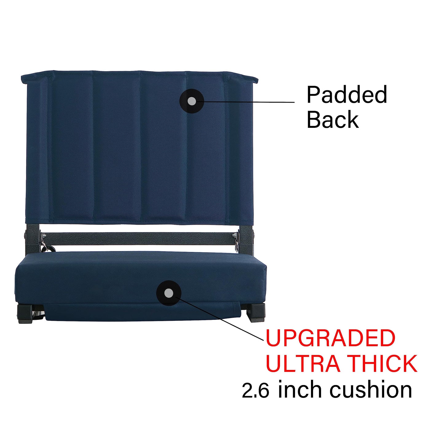 SPORT BEATS Stadium Seat for Bleachers with Back Support and Cushion Includes Shoulder Strap and Cup Holder
