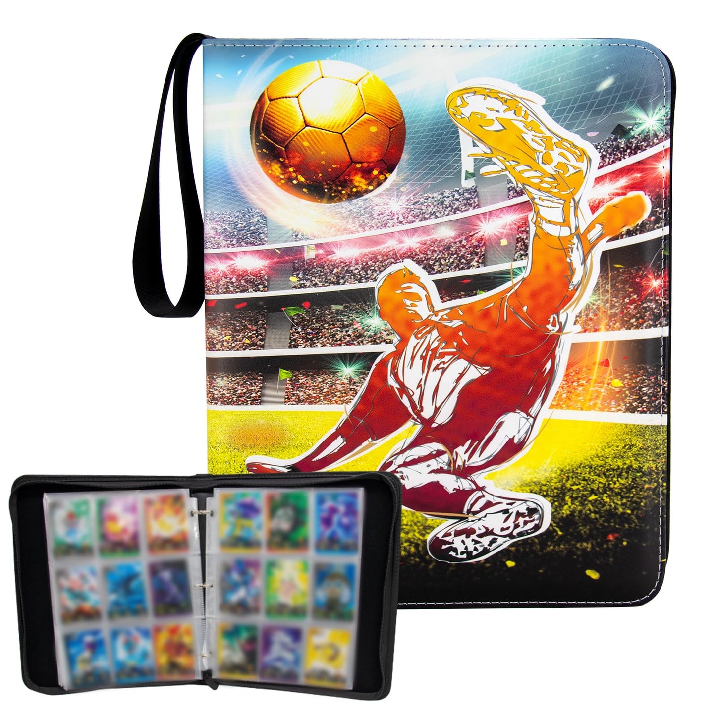 MaoKea Card Binder For Card 4-Pocket Sleeves with 440 Cards Holder,Game Collection Binder Card Holder Of Fit for TCGcard album,game card Yugioh Trading Sports Cards (9 pocket Football 5)