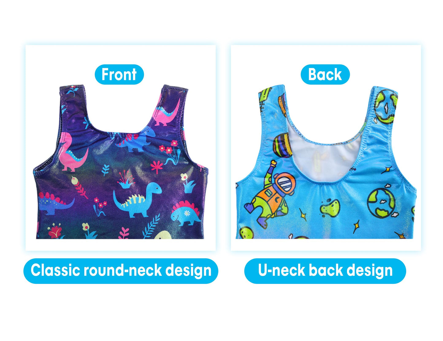 Leotard for Girls Gymnastics Size 6-7 Years Old 2 Pack Metallic Biketards with Shorts