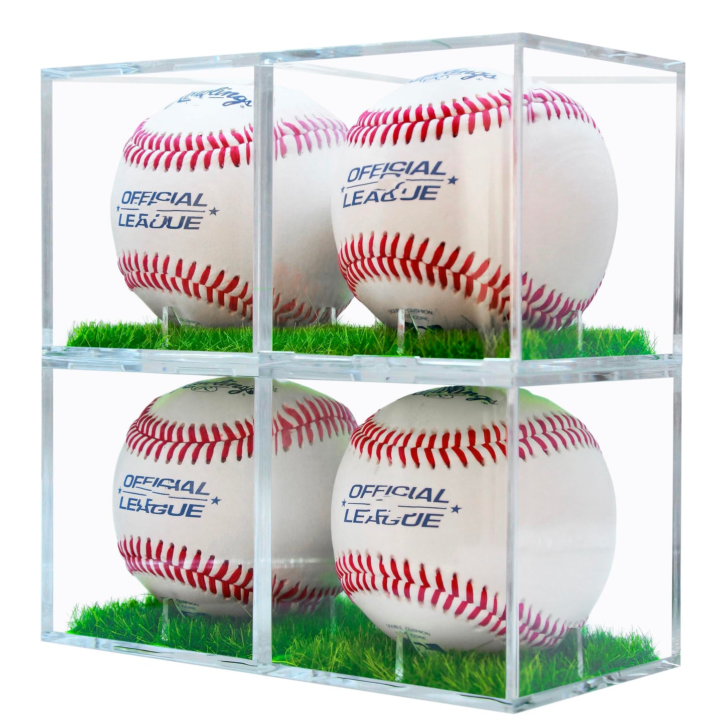 Fanslgeolsy Baseball Display Case, UV Protected Acrylic Clear Baseball Holder, Turf Baseball Stand, Prevent Baseballs from Moving, Fit for Official Size Baseball