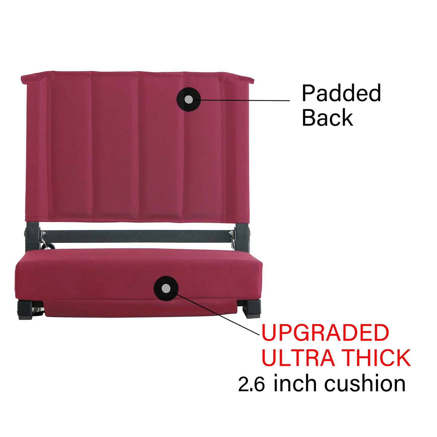 SPORT BEATS Stadium Seat for Bleachers with Back Support and Cushion Includes Shoulder Strap and Cup Holder