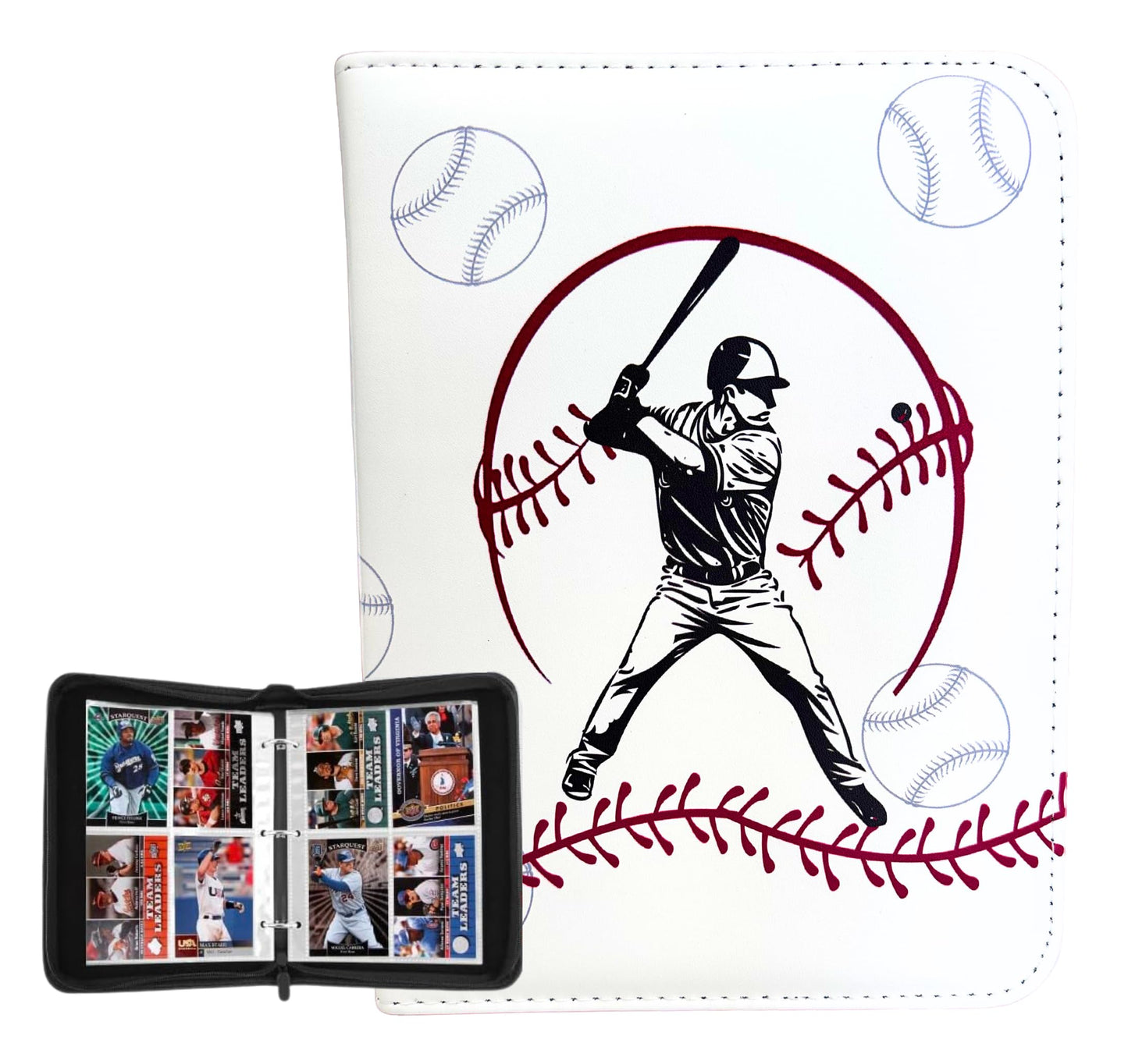 Baseball Card Binder 50 Sleeves 400 Card Holder. Sports Trading Cards Binder Album. 3 Ring Binder Card Holder. Compatible with Topps Cards. (White)