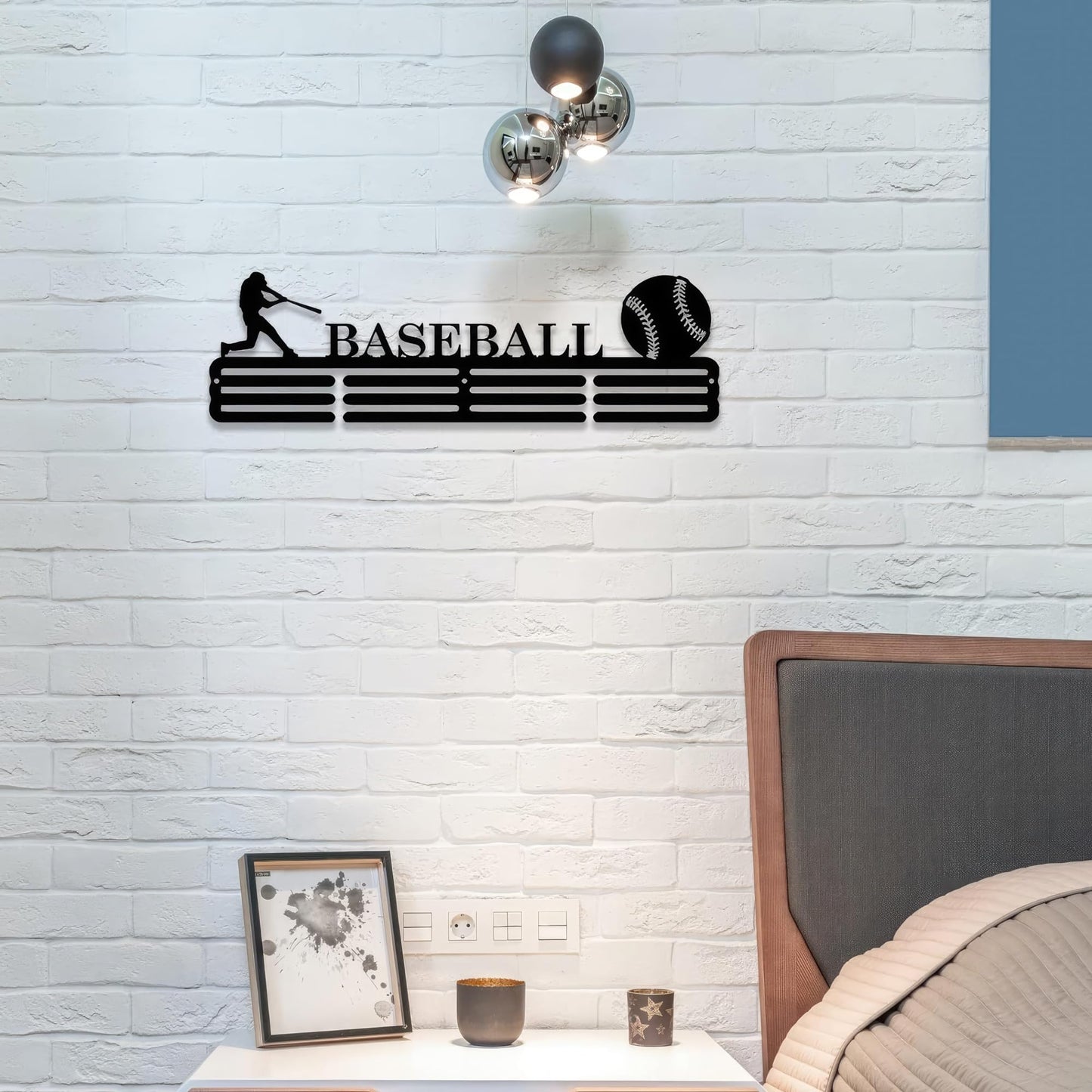 Personalized Medal Holder with Name Display Rack - Premium Metal Sports Race Plaques Hanger for Wall Mount, Holds Up to 60 Medals, for Athletes,White