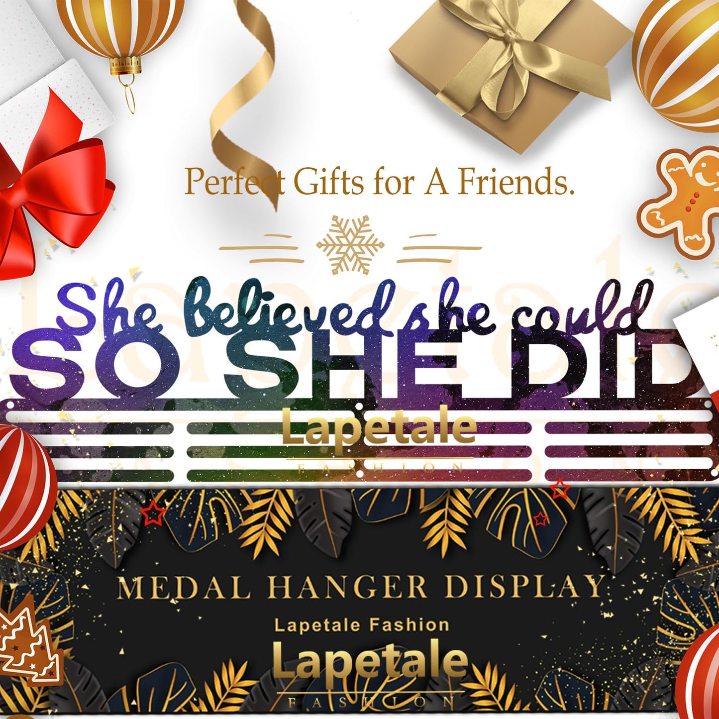 Lapetale Fashion Medal Hanger Holder Display Wall Rack Frame Shelf in 16" long-Medal Hanger Awards Ribbon Cheer,gymnastics,soccer,softball Holder Display Custom Rack for Sports Medals Easy to Install