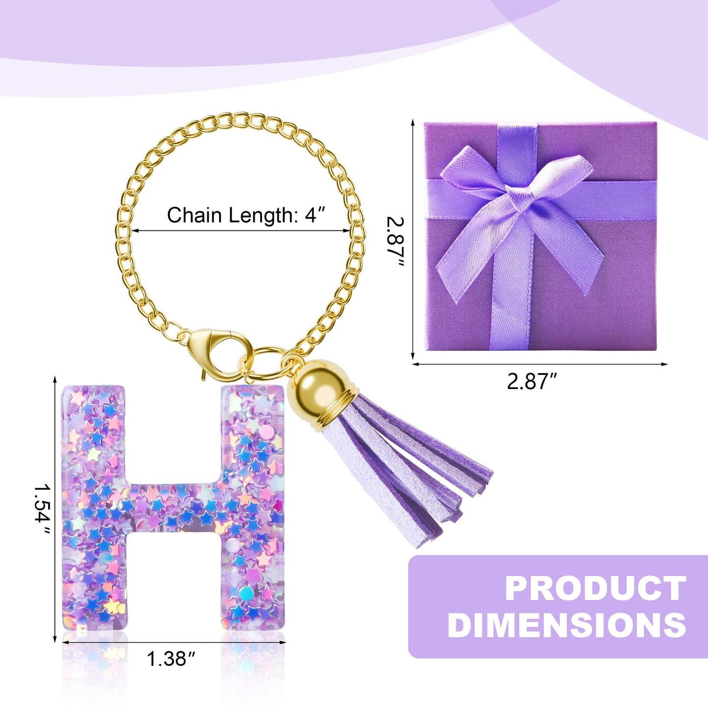MOYOHIM Letter Charm for Stanley Cup, 1PCS Cute Tumbler Accessories Charm for Handle, Purple Personalized Initial Keychain Charm for Girls Women