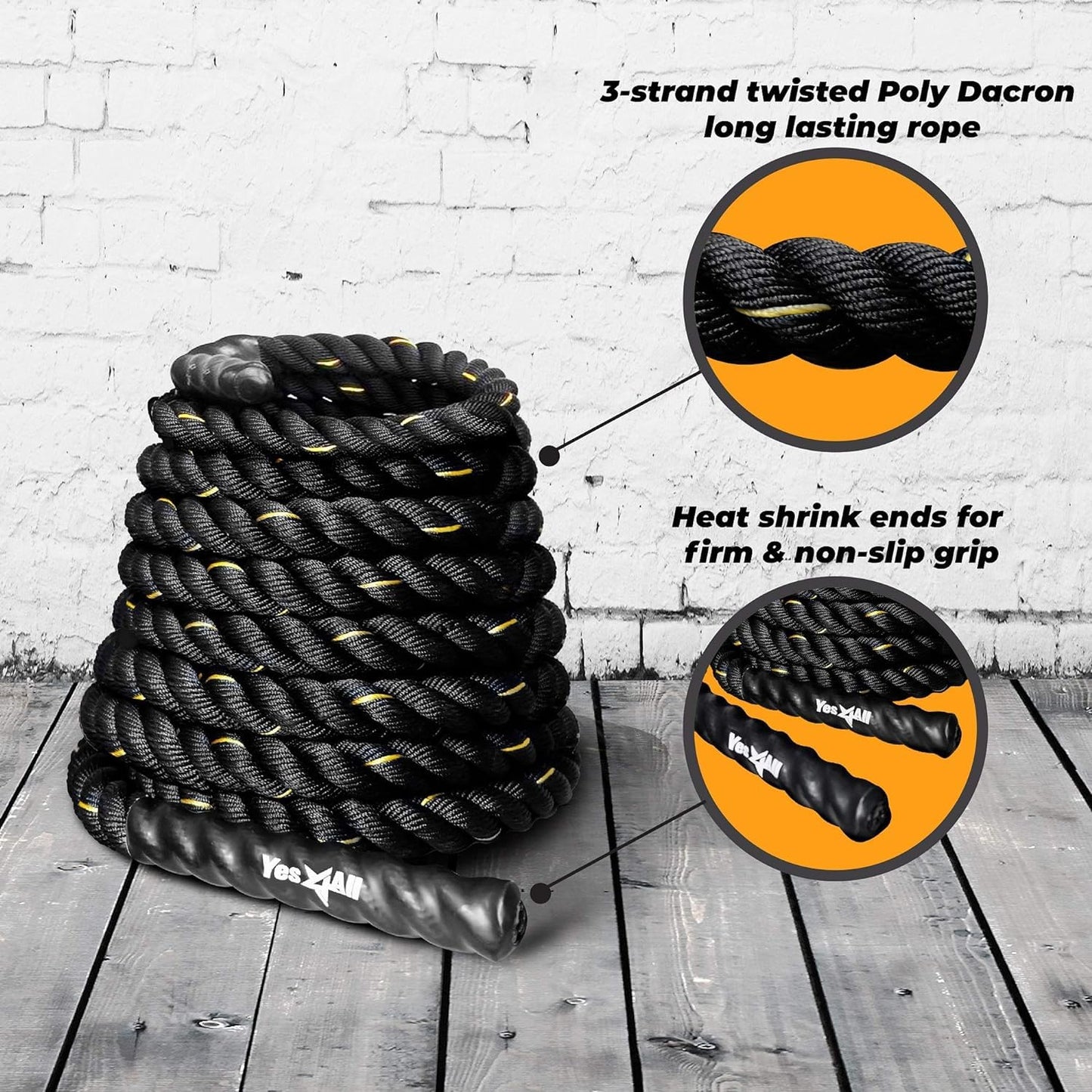 Yes4All Battle Rope No Cover 1.5in - 40ft