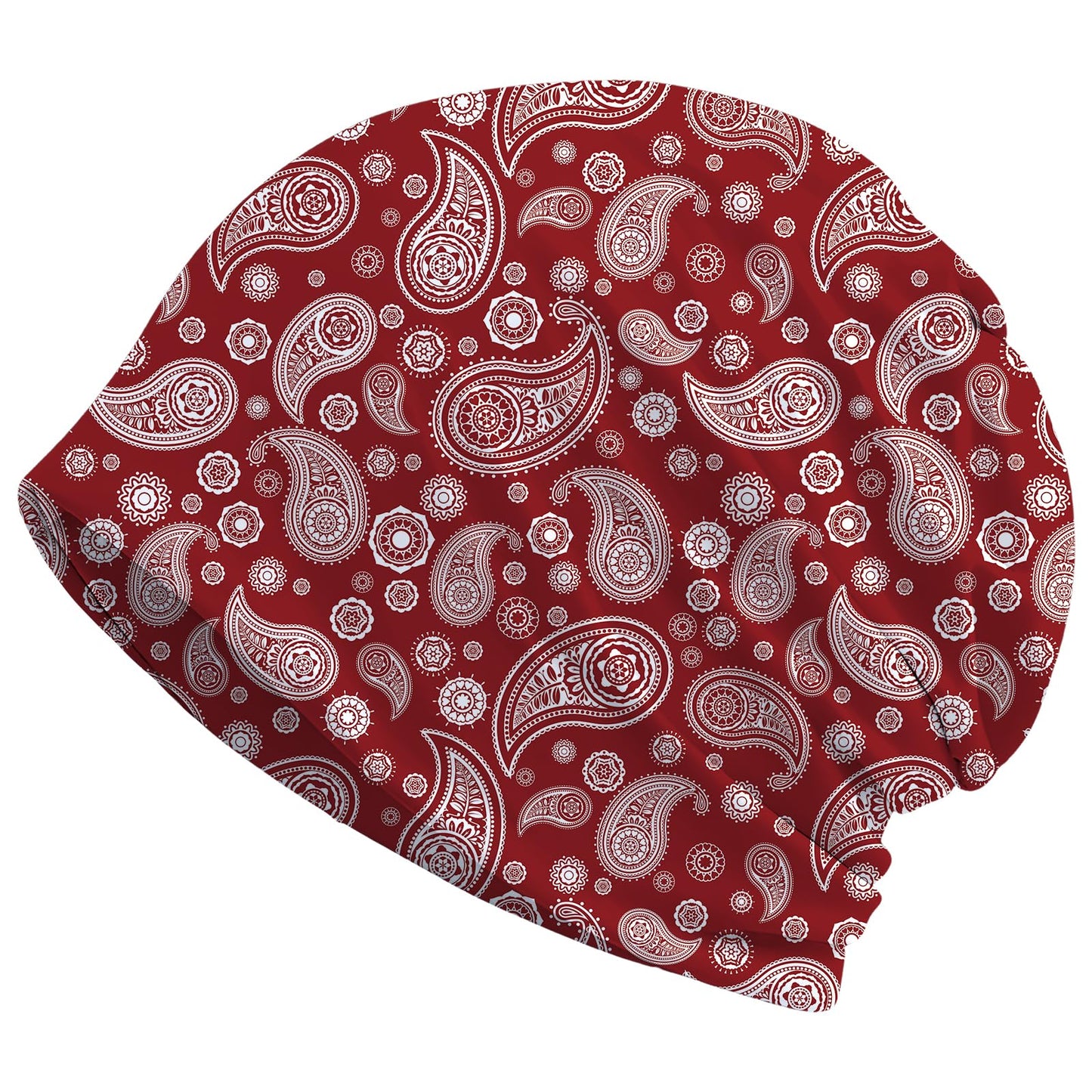 JoUbi Red Paisley Women's Slouchy Beanie Hat Cute Turban Hats Cancer Headwear Caps Baggy Skull Sleep Scarf