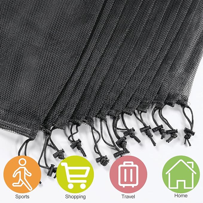 iMucci 13"X15.5" 6Pcs Mesh Laundry Drawstring Bag Nylon Drawstring Gym Bag with Cord Lock Closure