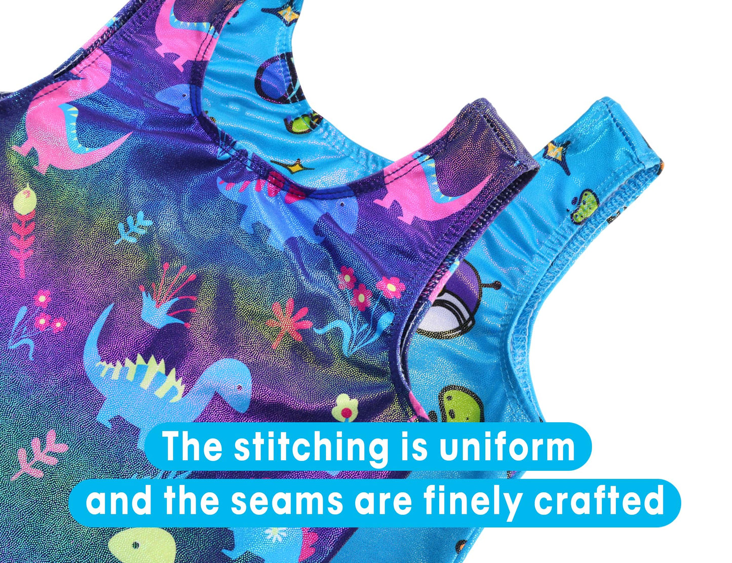 Leotard for Girls Gymnastics Size 6-7 Years Old 2 Pack Metallic Biketards with Shorts