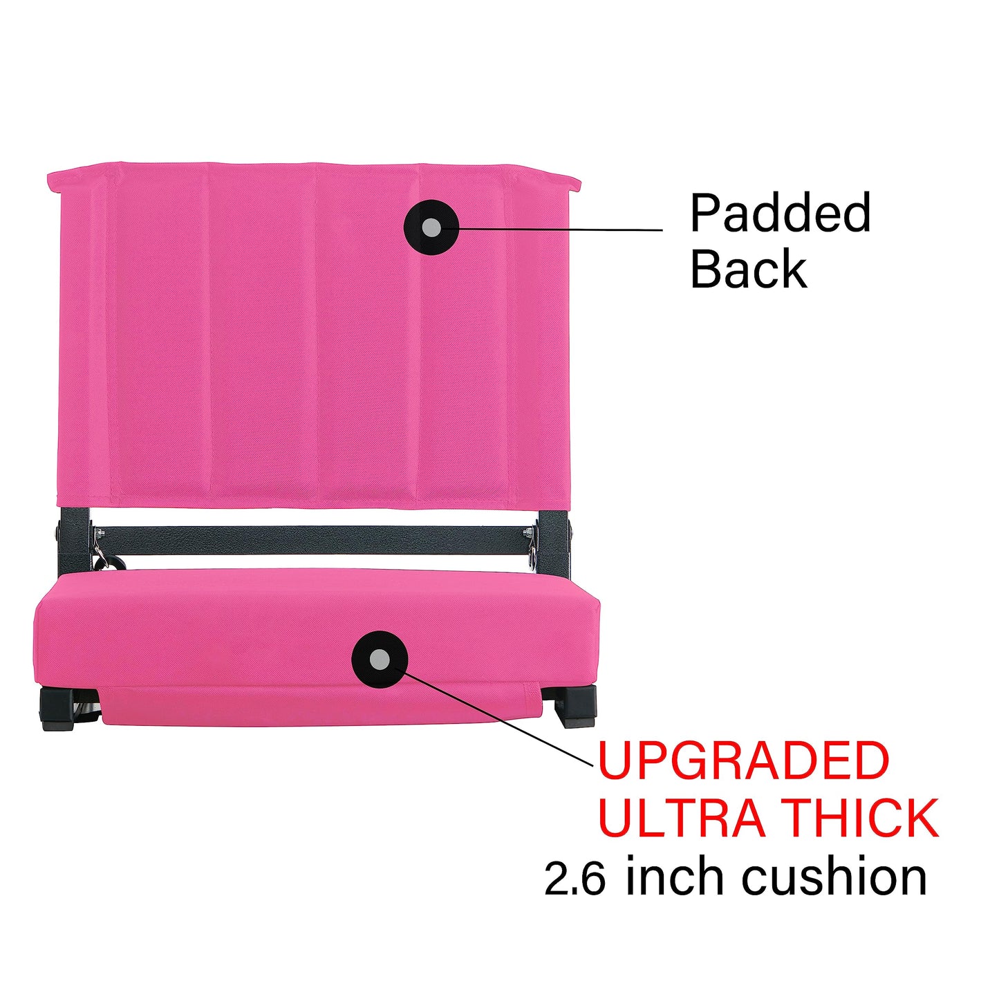 SPORT BEATS Stadium Seat for Bleachers with Back Support and Cushion Includes Shoulder Strap and Cup Holder
