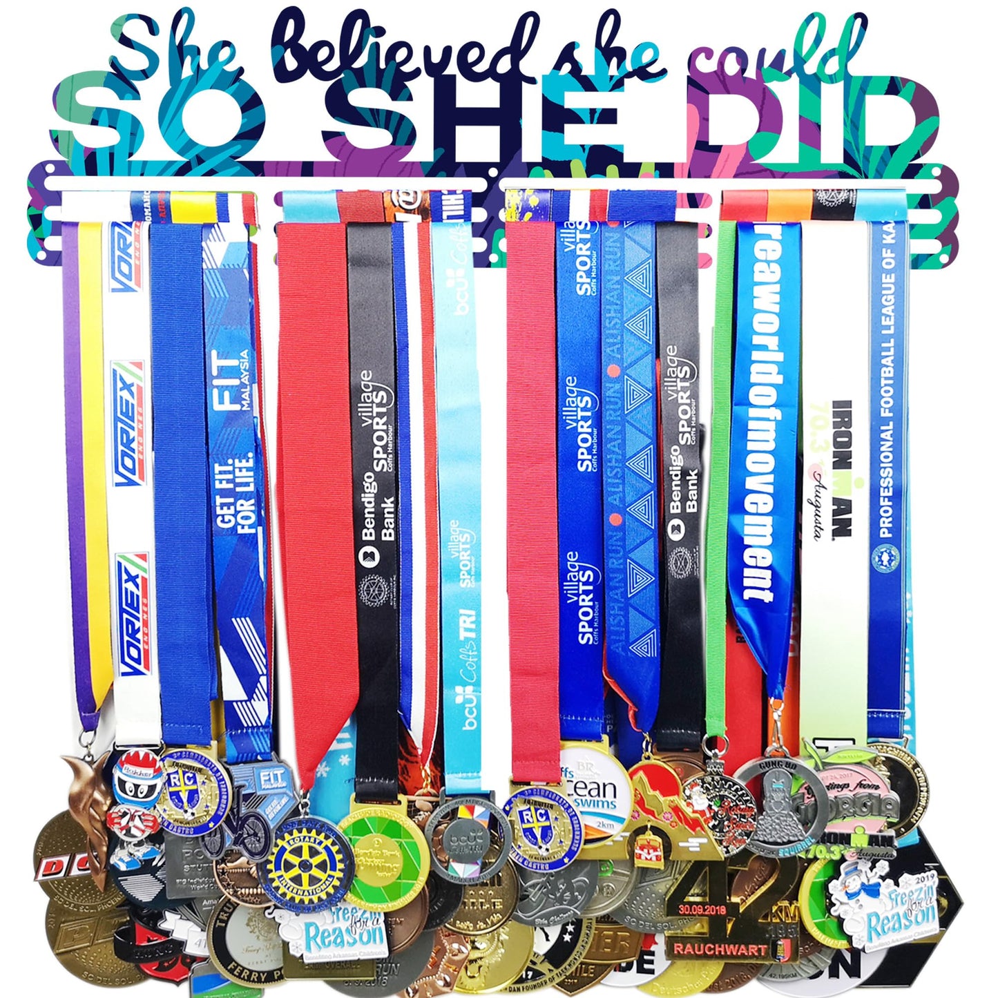 Lapetale Fashion Medal Hanger Holder Display Wall Rack Frame Shelf in 16" long-Medal Hanger Awards Ribbon Cheer,gymnastics,soccer,softball Holder Display Custom Rack for Sports Medals Easy to Install