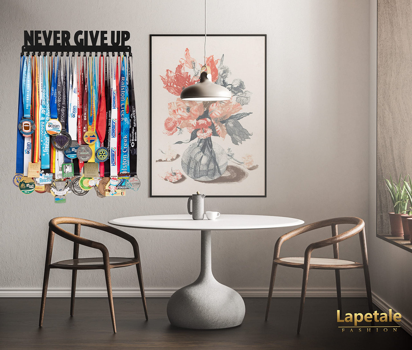 Lapetale Fashion Medal Hanger Holder Display Rack Award Ribbon Organizer for Race,Running,Soccer,Gymnastic,Wrestling,Upgraded Hooks Easy Install Easy to Use Common Slogans Normal Font