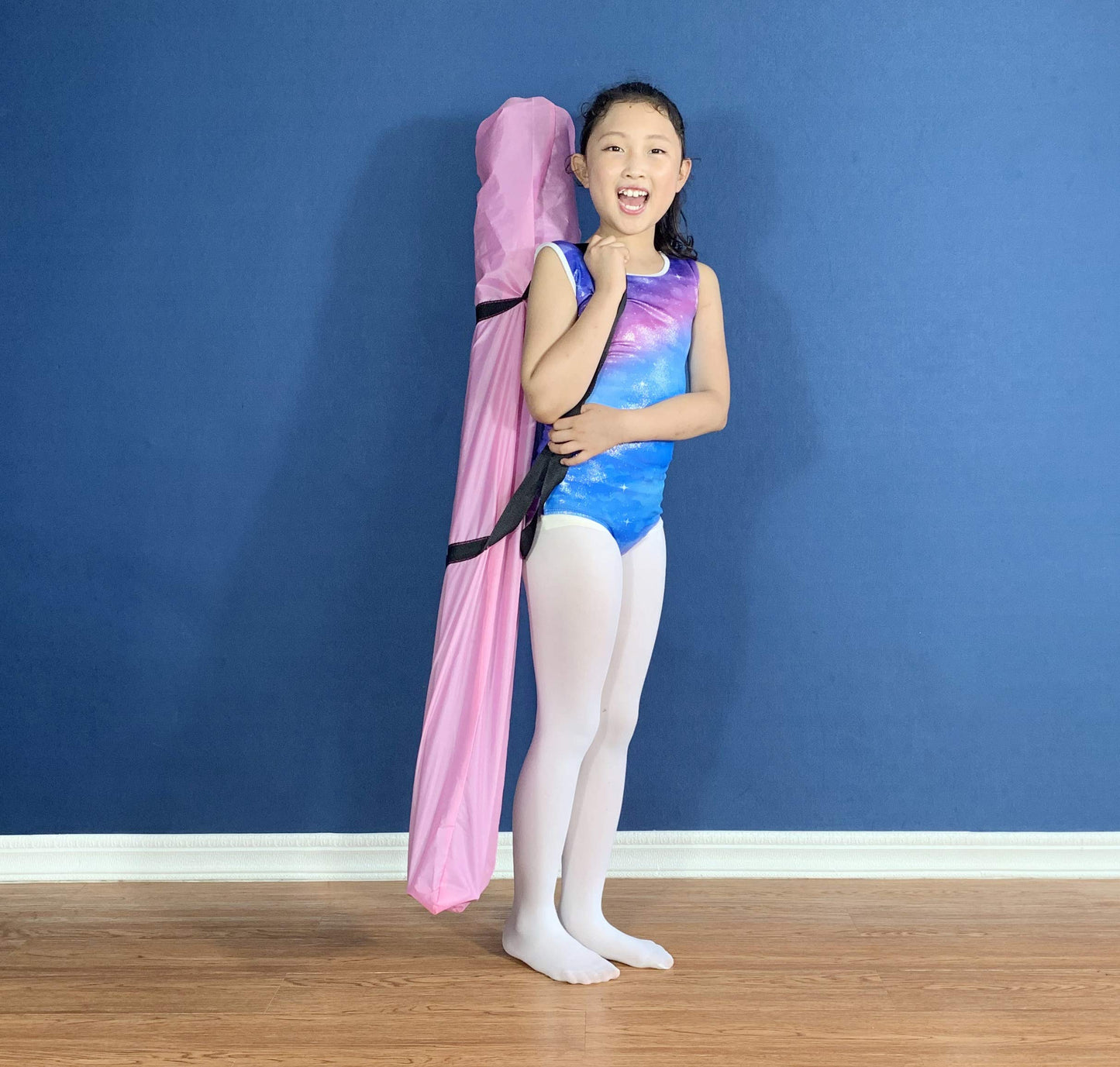 FC FUNCHEER 8FT Folding Balance Beam -Gymnastics Beam -Wood core Floor Beam - Anti-Slip Bottom -Faux Suede Cover -Stainless Hinge and Carrying Bag for Kids Training at Home (Suede, Blue)