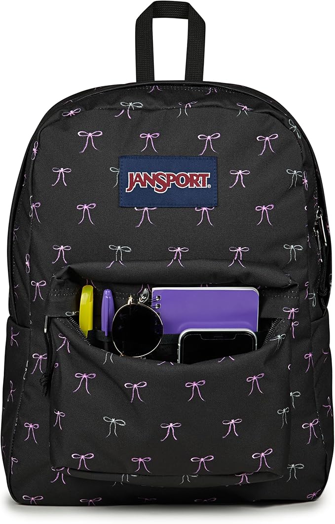 JanSport SuperBreak One Backpack - Durable, Lightweight Bookbag with 1 Main Compartment, Front Utility Pocket with Built-in Organizer - Premium Backpack, Bad Bows