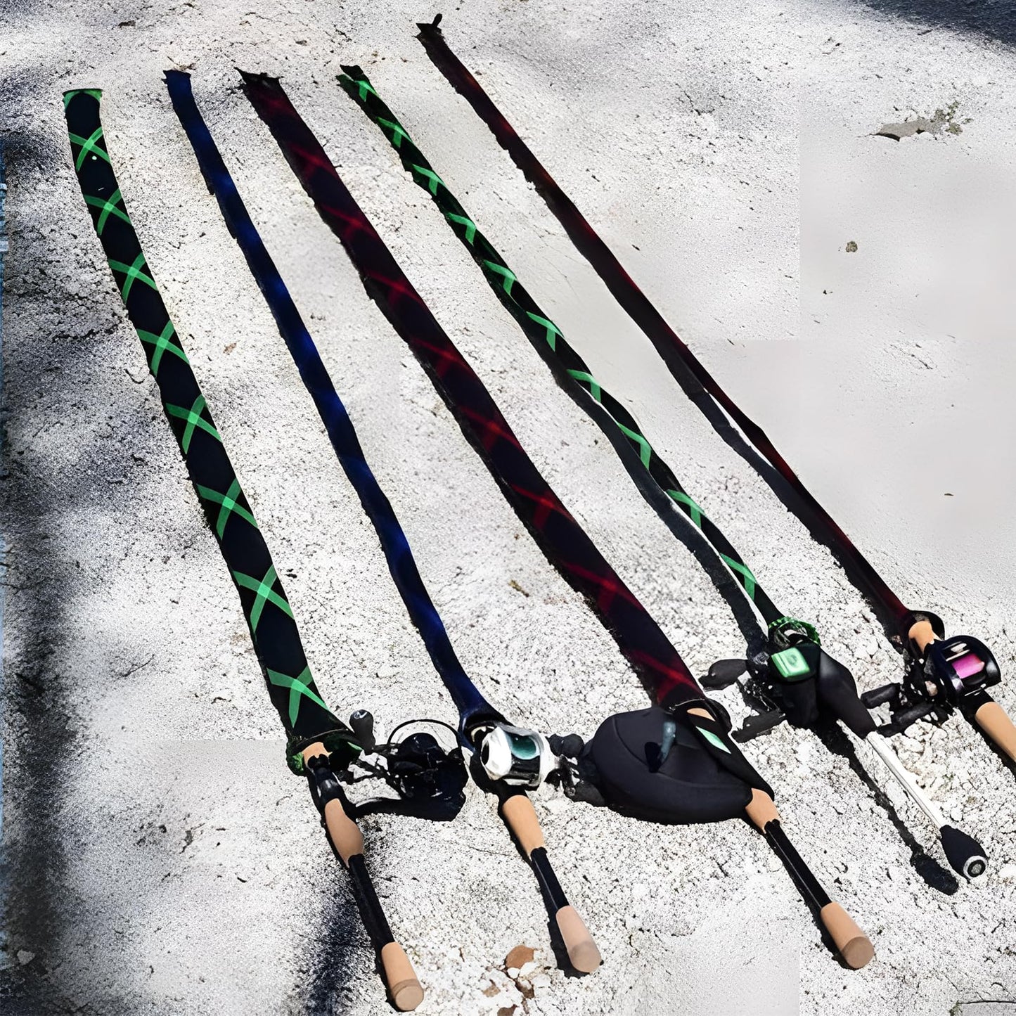Koogel 4PCS Fishing Pole Sleeves, Fishing Rod Socks Rod Cover for Spinning Fishing Rod Fly Fishing Rod Casting Fishing Rod