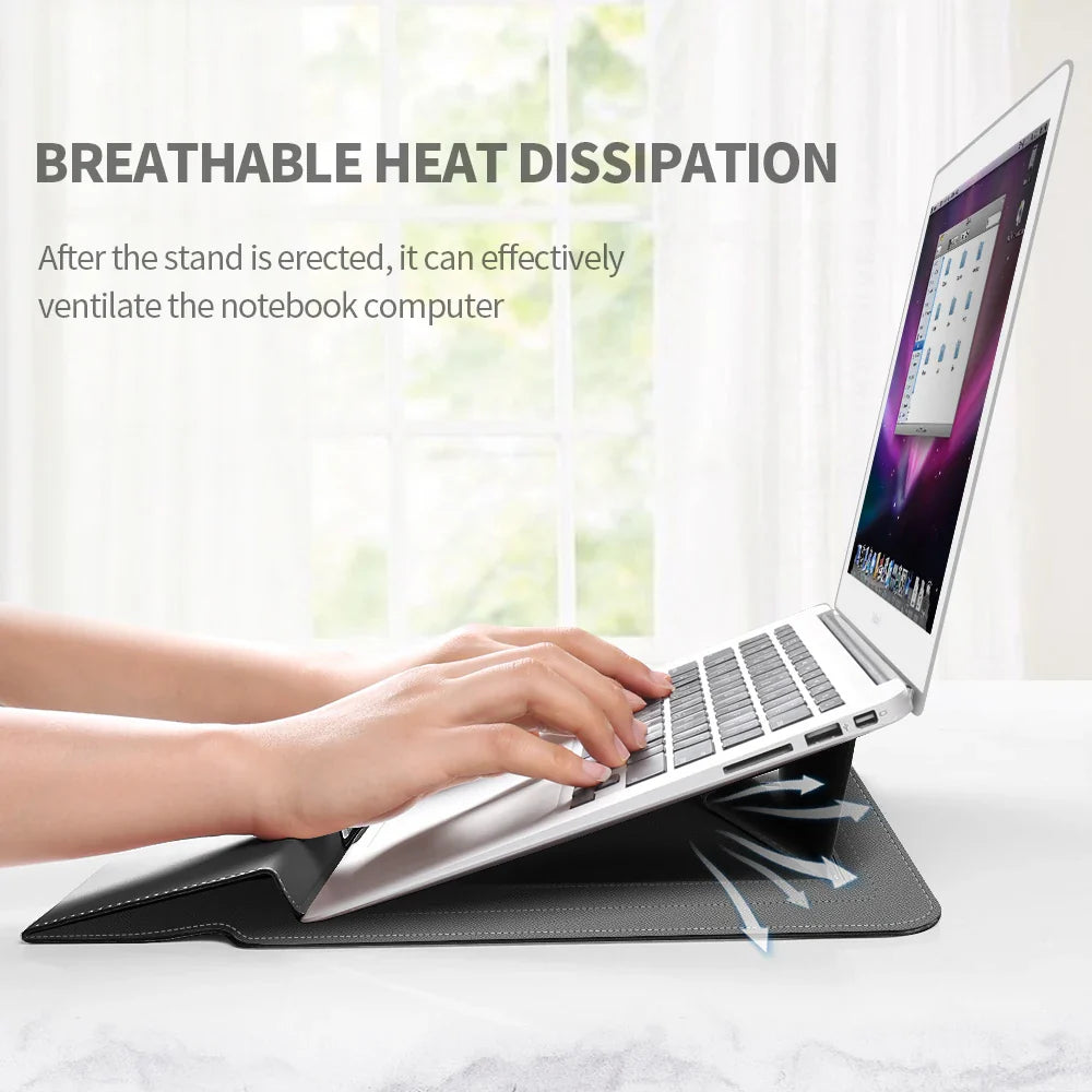 Magnetic Laptop Sleeve with Stand Holder