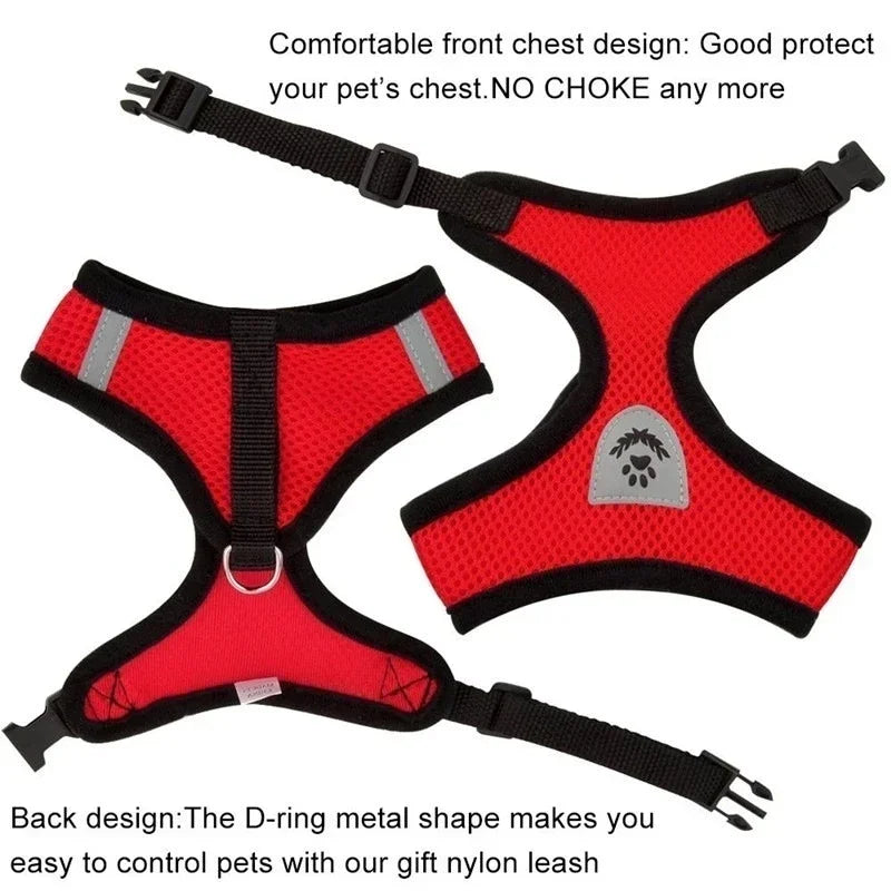 Adjustable Mesh Dog Harness Leash Set