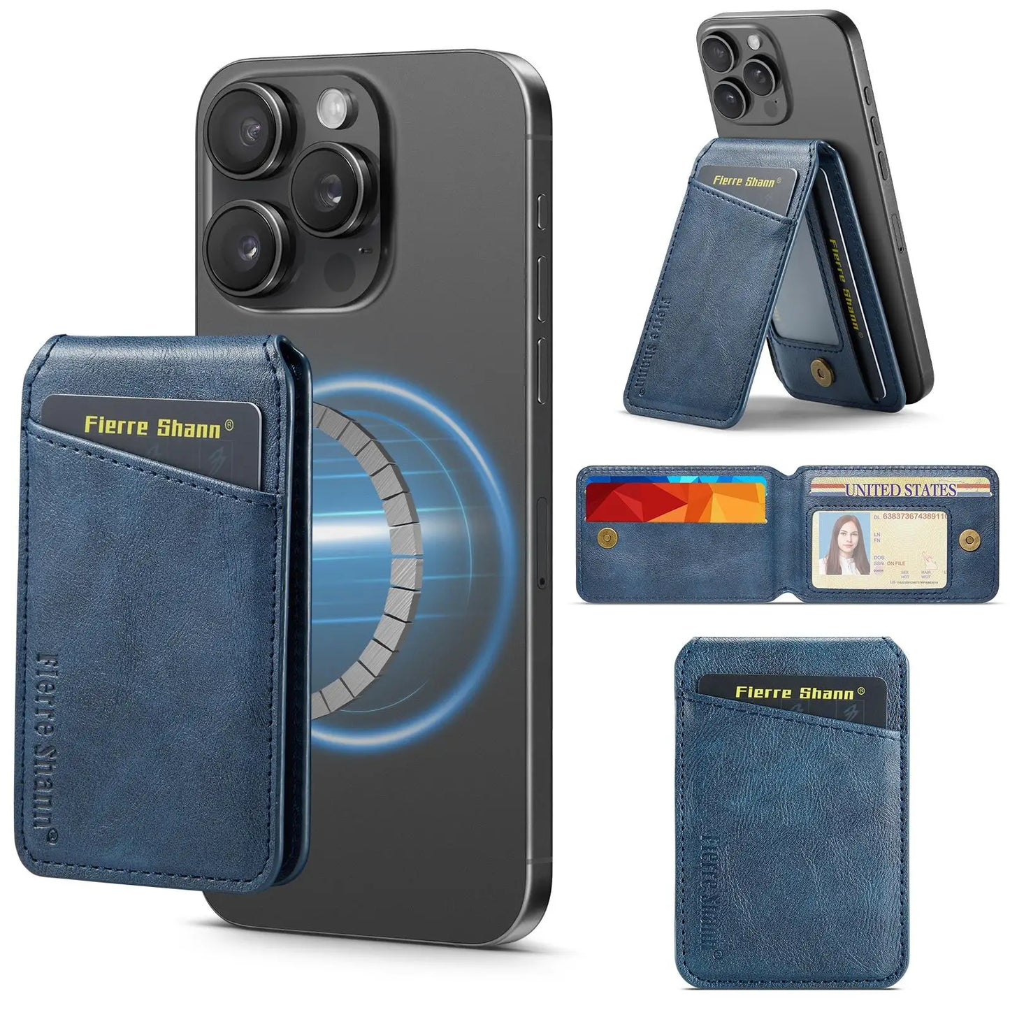 Magnetic Phone Wallet PU Leather Card Holder