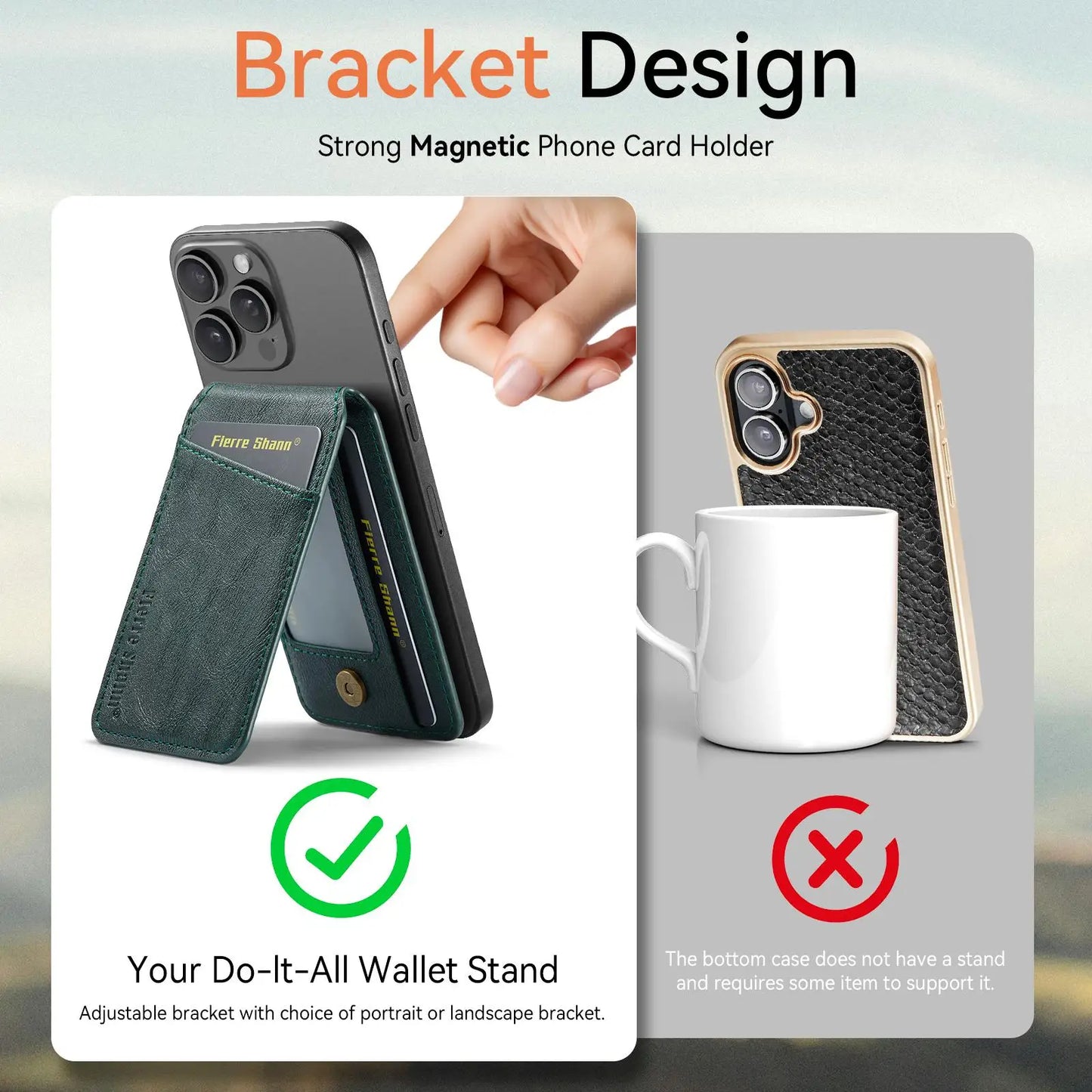 Magnetic Phone Wallet PU Leather Card Holder