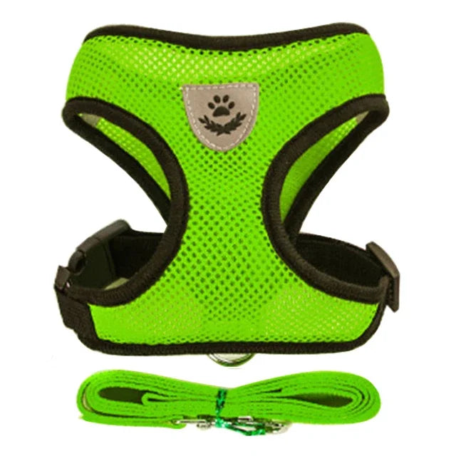 Adjustable Mesh Dog Harness Leash Set