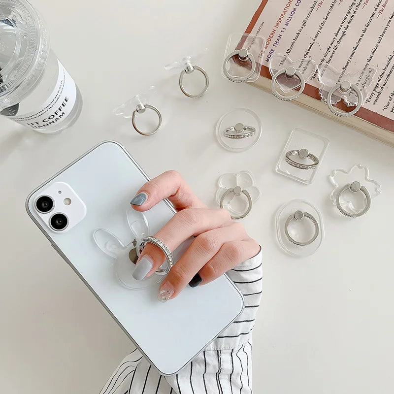Transparent Diamond Phone Ring Holder Stand