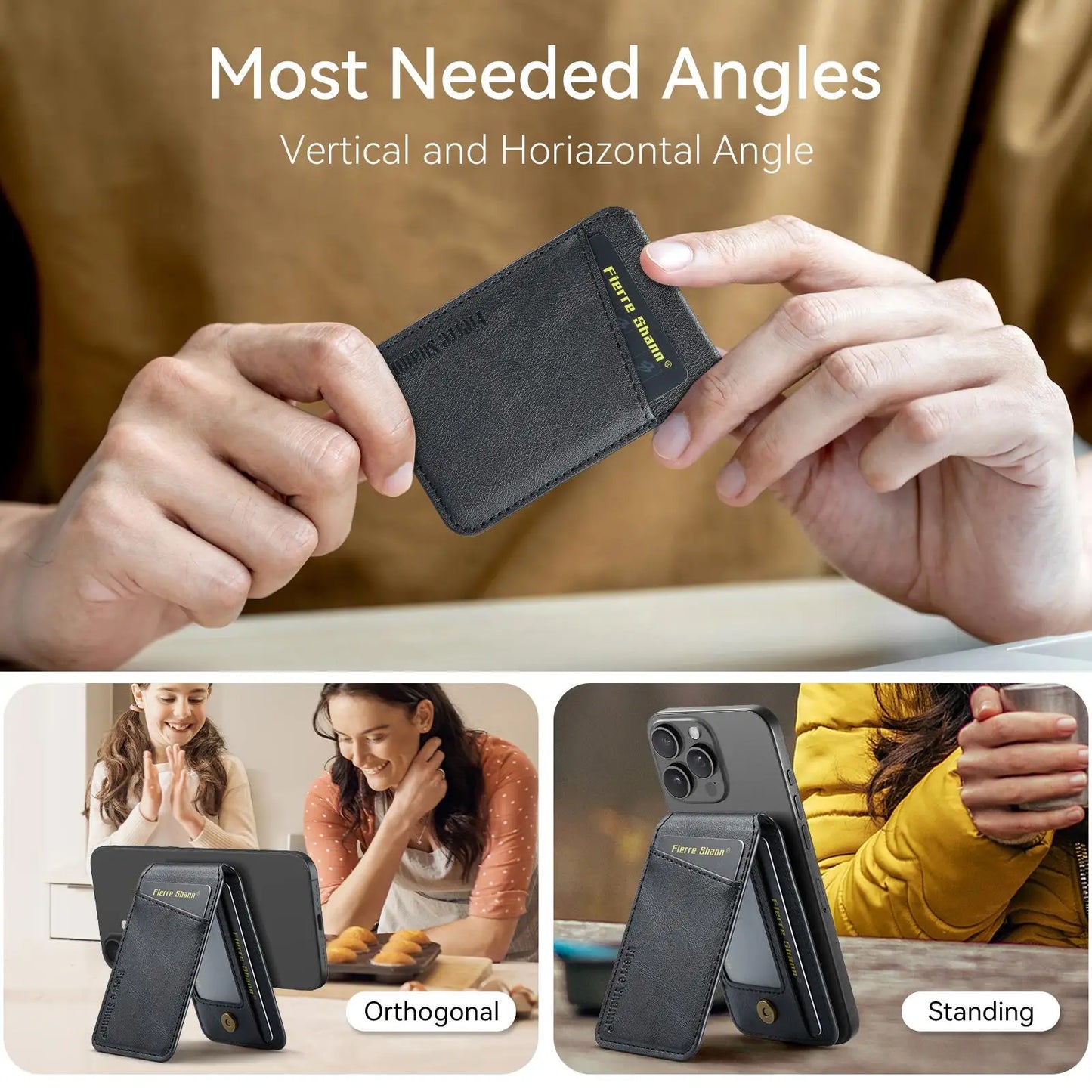 Magnetic Phone Wallet PU Leather Card Holder