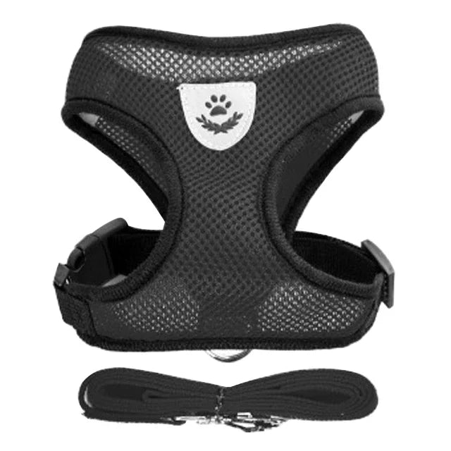 Adjustable Mesh Dog Harness Leash Set