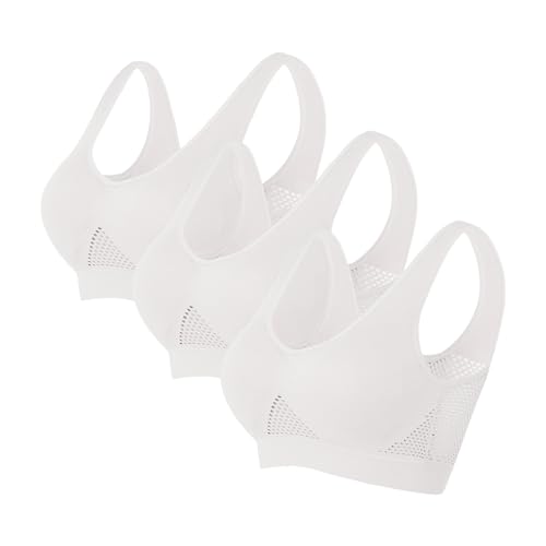 namayuj 3 Pack Sports Bras for Women Plus Size Wirefree Liftup Breathable Cool Athletic Bras Full-Coverage Workout Yoga Bras