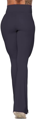 Sunzel Flare Leggings, Crossover Yoga Pants with Tummy Control, High-Waisted and Wide Leg, 28" Inseam, Graphite X-Small
