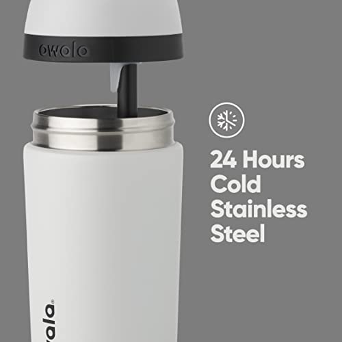 Owala Kids Flip Insulation Stainless Steel Water Bottle with Straw, Locking Lid Water Bottle, Kids Water Bottle, Great for Travel, 14 Oz, Grey and Black