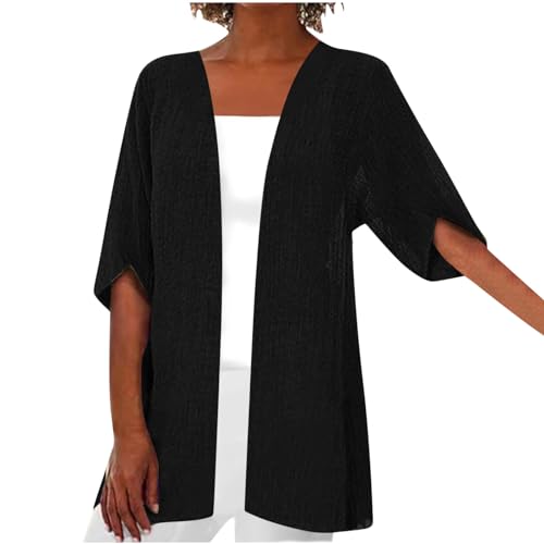 ZCVBOCZ Womens Kimonos for Summer Casual Elbow Sleeve Cardigan Plus Size Open Front Shirts Lightweight Loose Beach Cover Ups