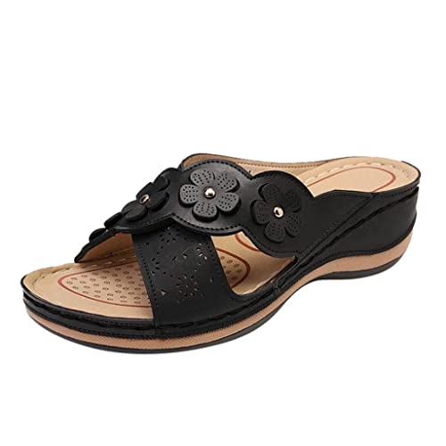 Summer Platform Comfortable Low Wedges Open Toe Ankle Strap High Heel Wedges Comfy Walking Comfortable Outdoor Shoes 08_Orange, 6.5
