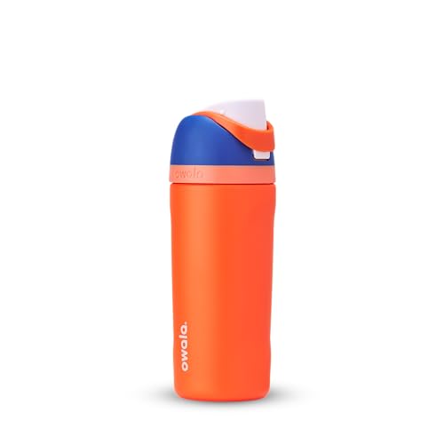 Owala Kids FreeSip Insulated Stainless Steel Water Bottle with Straw, BPA-Free Sports Water Bottle, Great for Travel, 16 oz, Blue Citrus