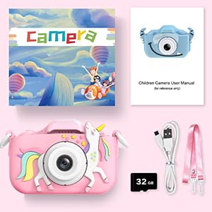 Goopow Kids Camera Toys for 3-8 Year Old Girls Boys,Children Digital Video Camcorder Camera with Cartoon Soft Cover, Best Chritmas Birthday Festival Gift for Kids - 32G SD Card Included