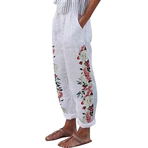 Generic Deals of The Day Lightning Deals,Work Pants for Women Pants for Women Trendy Womens Capris Summer Striped Linen High Waisted Baggy Trousers Pea Coats Athletic Casual Work Pants Women(Red,XXL)