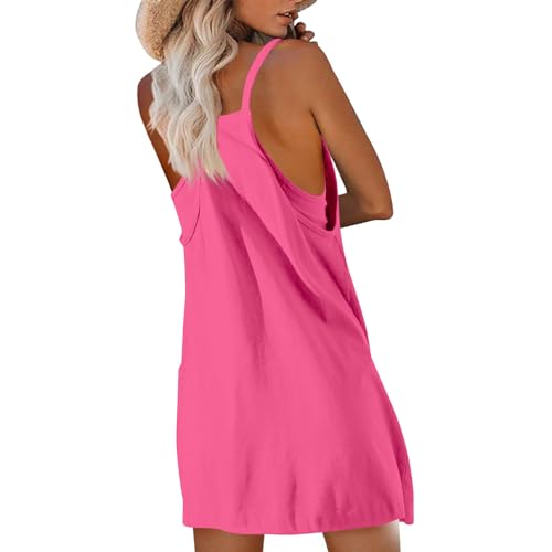 Women Tennis Dress Built in Shorts Adjustable Straps Hot Shot Mini Dress Athletic Workout Golf Dresses with Pockets 2024 Pink