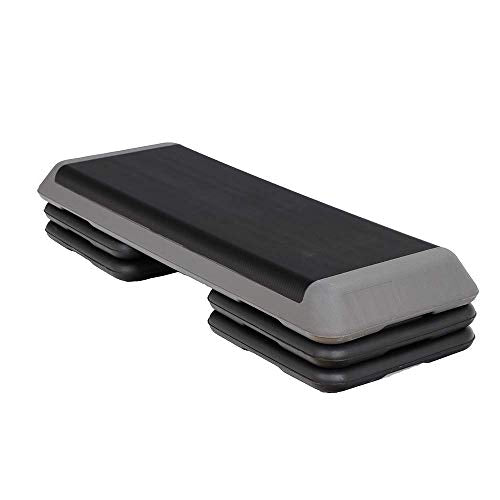 Oteymart 43 Inches Aerobic Step Platform Stepper Height Adjustable for Exercise Workout Step Platform w/ 4 Risers Trainer, Black