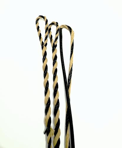 Generic Flemish Longbow Bowstring - B55 (Dacron) - 2 Bundle Hand Twisted Flemish String (12 Strands, 74"" (77"" AMO)), Black & Buckskin