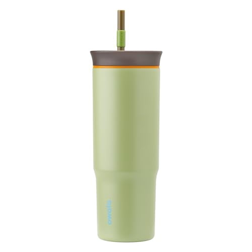 Owala Stainless Steel Triple Layer Insulated Travel Tumbler with Spill Resistant Lid, Straw, and Carry Handle, BPA Free, 40 oz, Dark Blue (Saltwater Starfish)