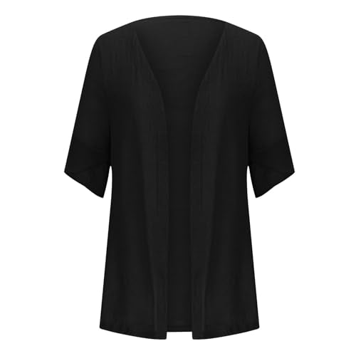 ZCVBOCZ Womens Kimonos for Summer Casual Elbow Sleeve Cardigan Plus Size Open Front Shirts Lightweight Loose Beach Cover Ups